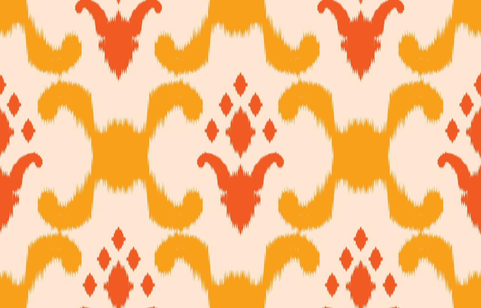 Beautiful Ethnic abstract ikat art. The seamless yellow pattern in tribal, folk embroidery damask style. geometric art ornament print. Design for carpet, wallpaper, clothing, wrapping, fabric, cover. vector