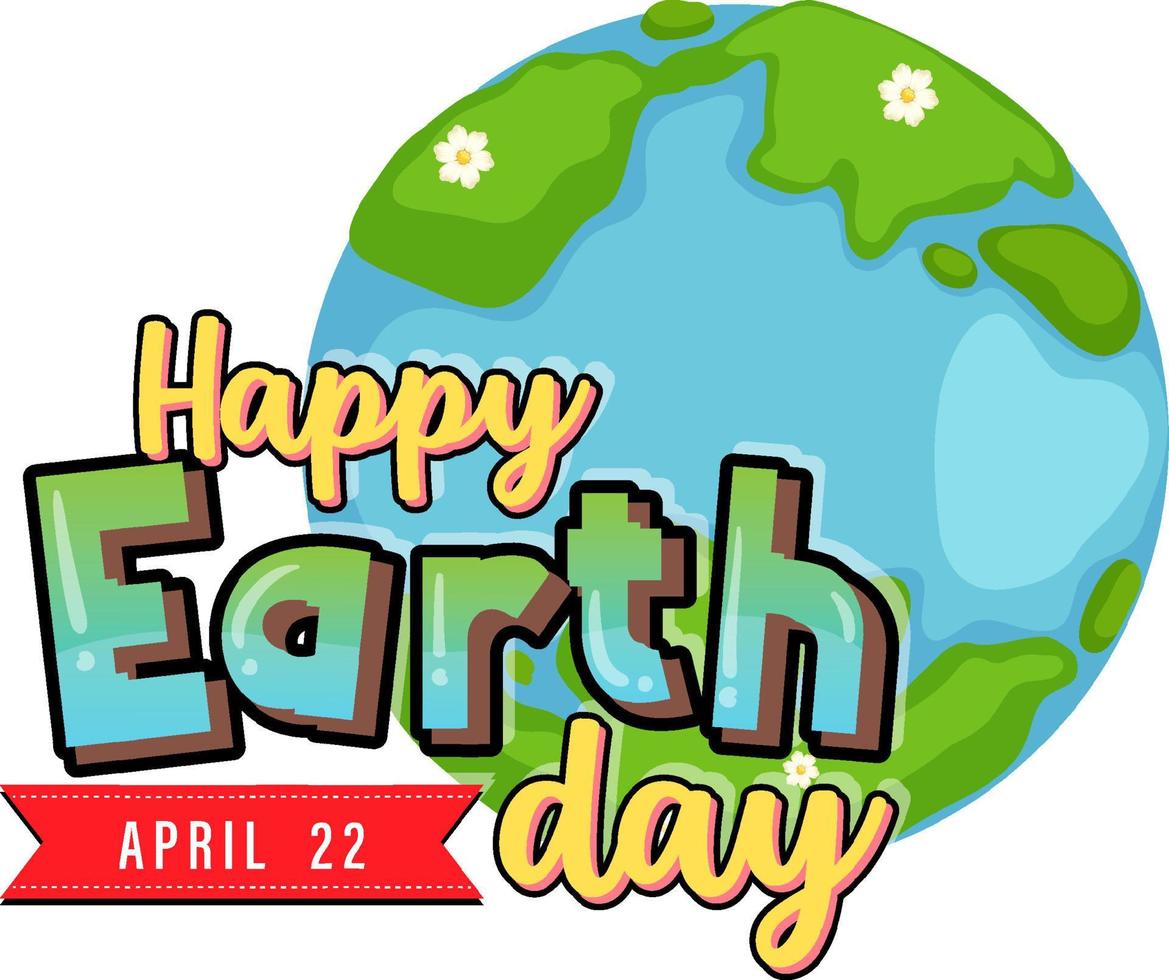 Happy earth day on April 22 logo design vector