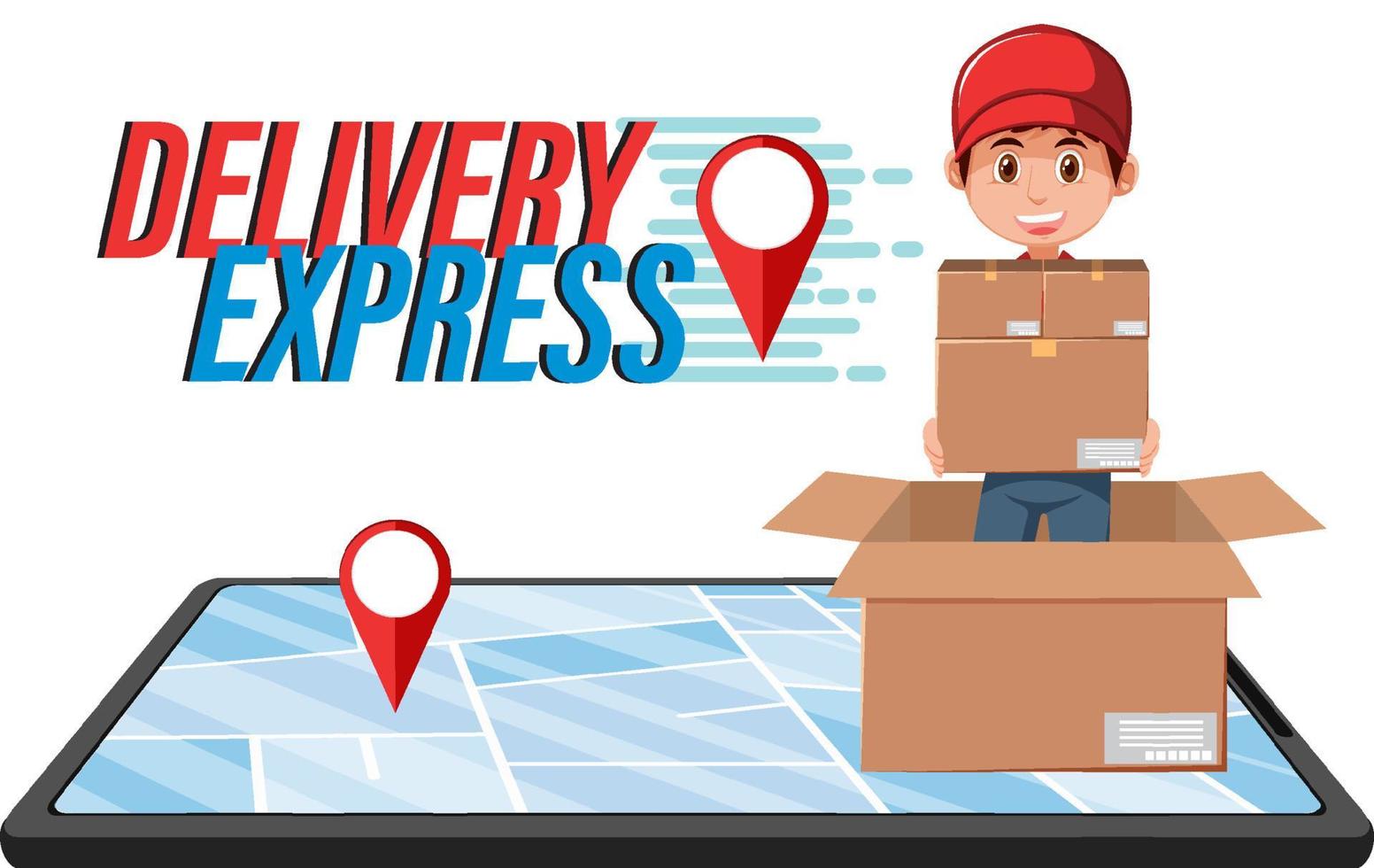 Delivery Express logo with courier in a box vector