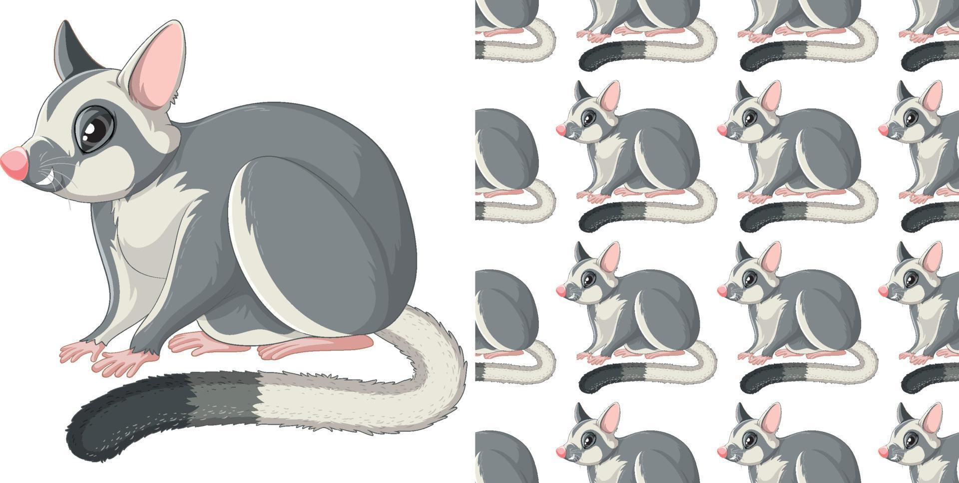 Seamless design of sugar glider  on white background vector
