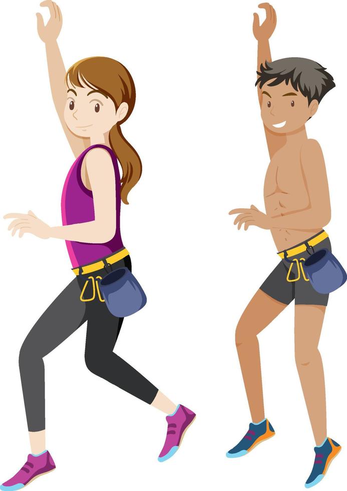 Woman and man in climbing position vector