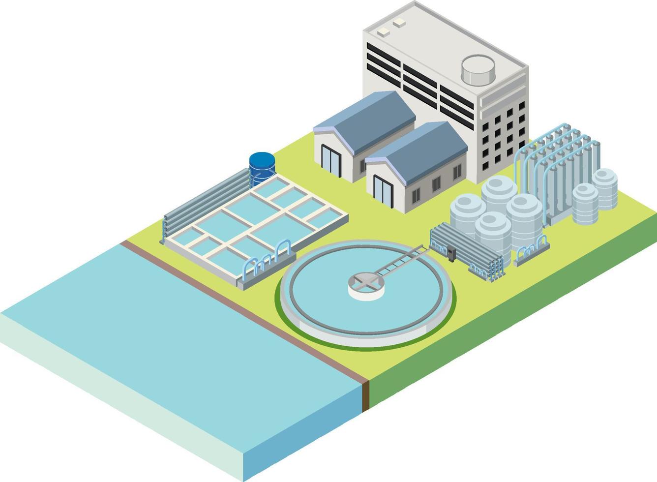 Isometric industrial area of desalination plant vector