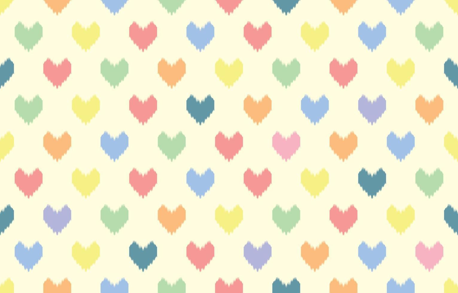 hermoso diseño étnico ikat. patrón lindo pastel de corazón sin costuras en arte abstracto tribal, bordado popular. arte azteca ornamento print.design para alfombras, papel pintado, ropa vector