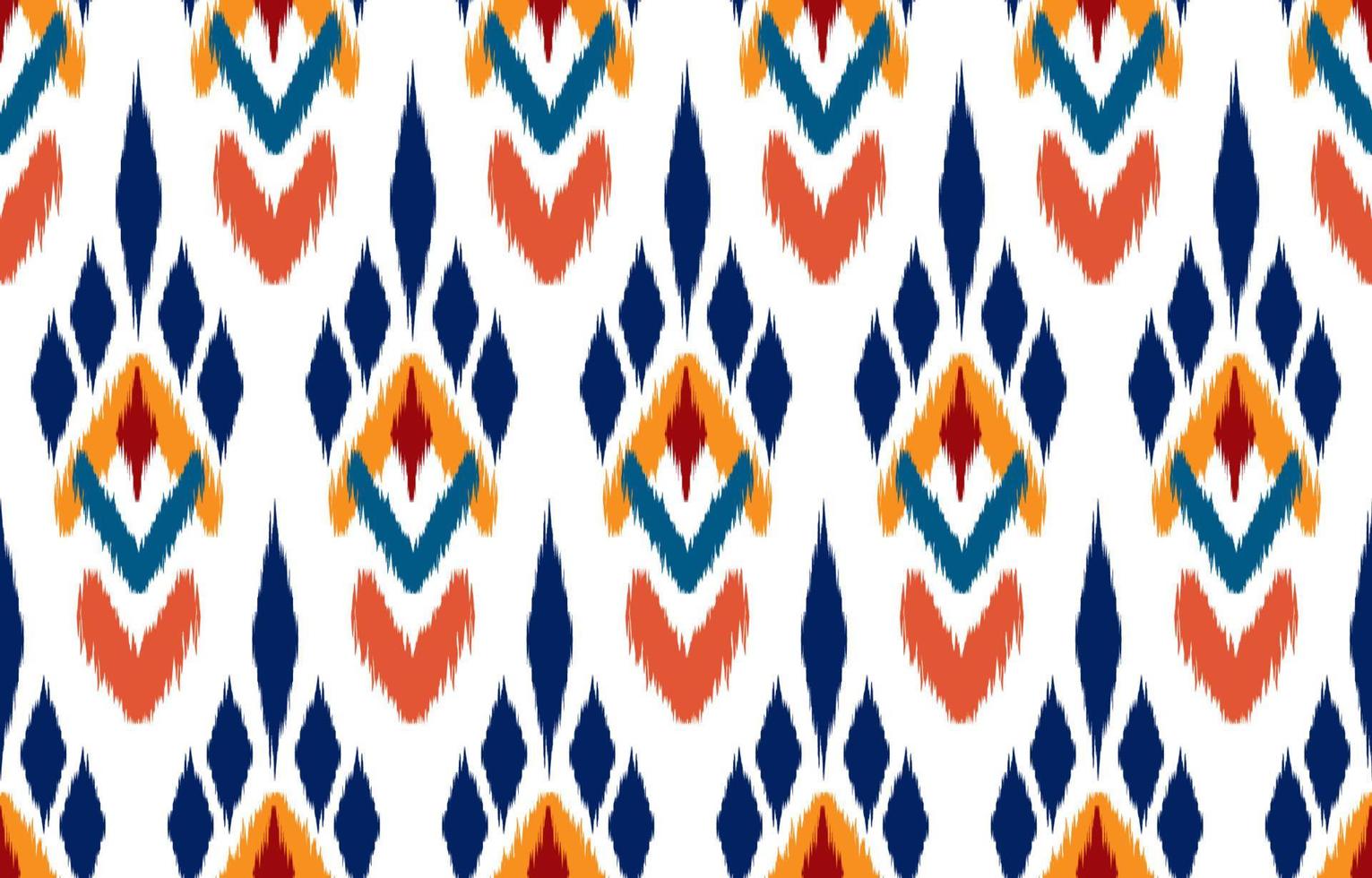 hermoso arte abstracto étnico ikat. patrón de kasuri sin costuras en bordado tribal, folclórico y estilo mexicano. estampado de adornos de arte geométrico azteca. diseño para alfombras, papel pintado, ropa, envoltura, tela. vector