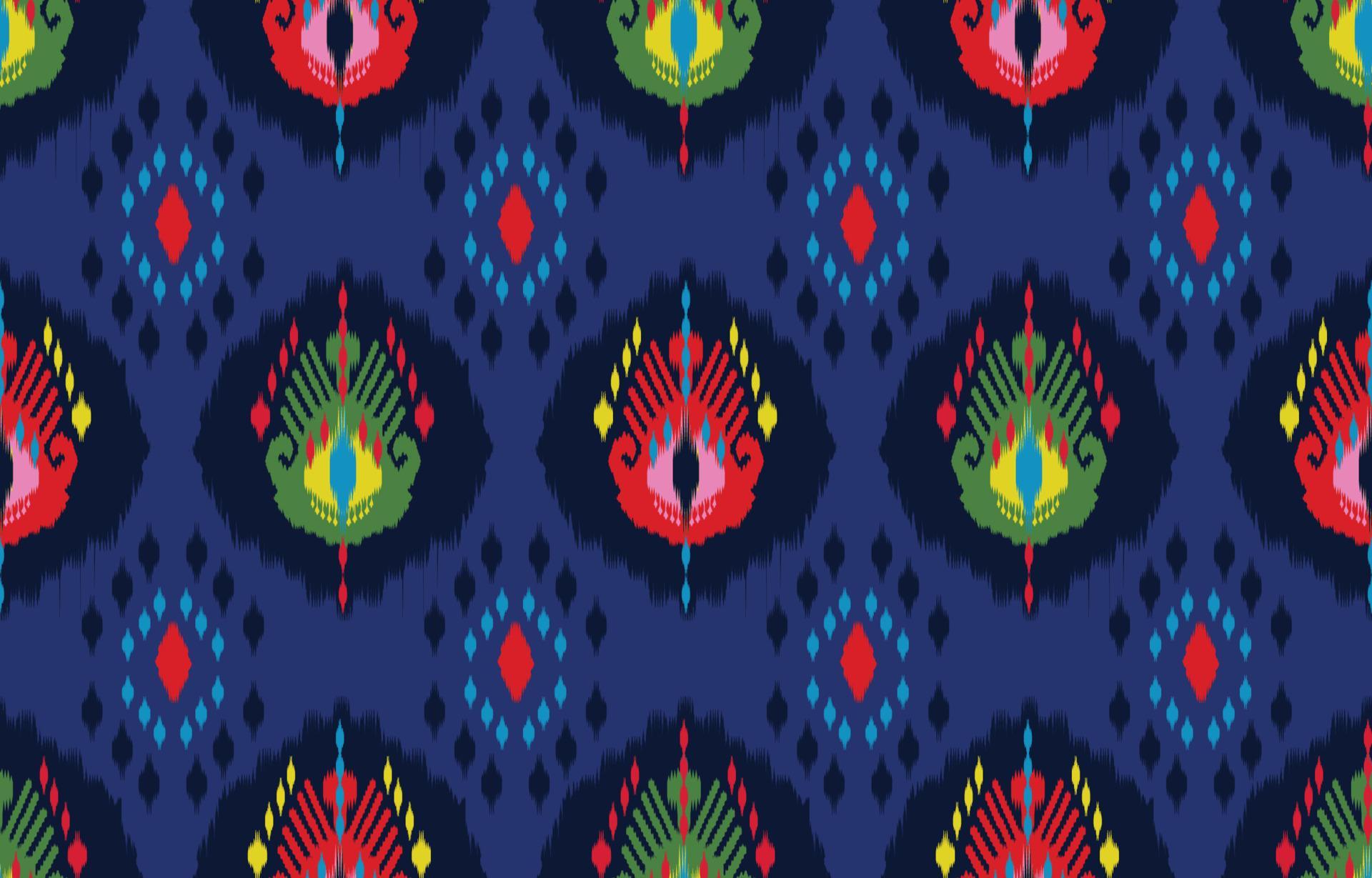 Uzbek ikat pattern, Beautiful ethnic art. Seamless pattern in tribal