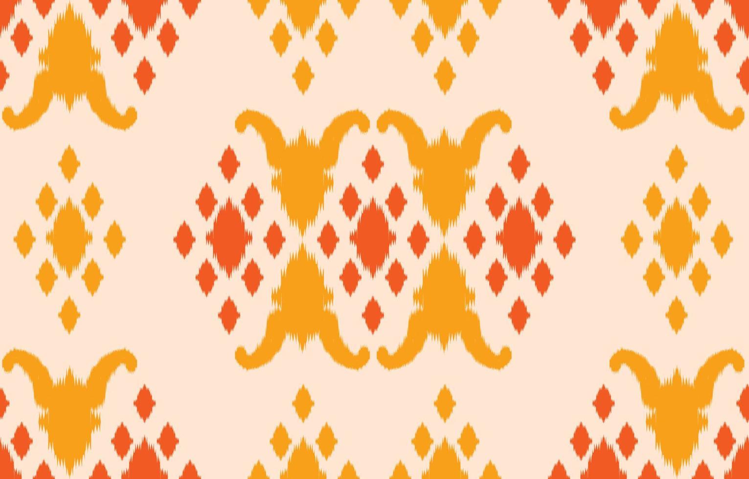 Beautiful Ethnic abstract ikat art. The seamless yellow pattern in tribal, folk embroidery damask style. geometric art ornament print. Design for carpet, wallpaper, clothing, wrapping, fabric, cover. vector