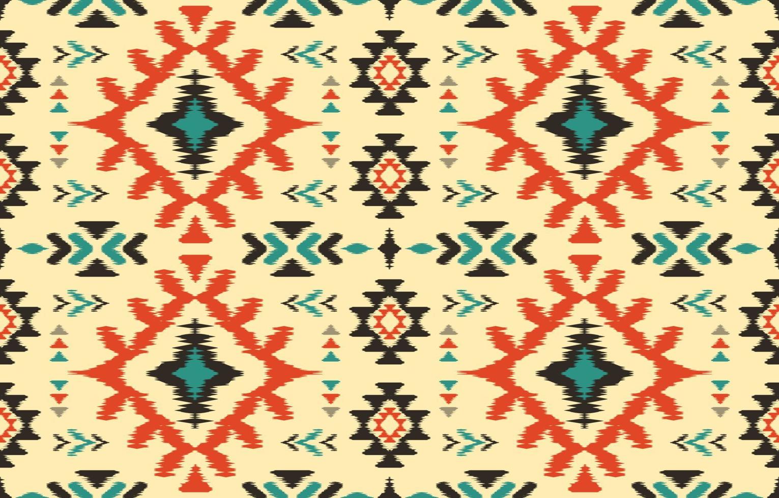 Beautiful ethnic abstract ikat art. Seamless pattern in tribal, folk embroidery, and Mexican style. Aztec geometric art ornament print. Design for carpet, wallpaper, wrapping, fabric, cover. vector