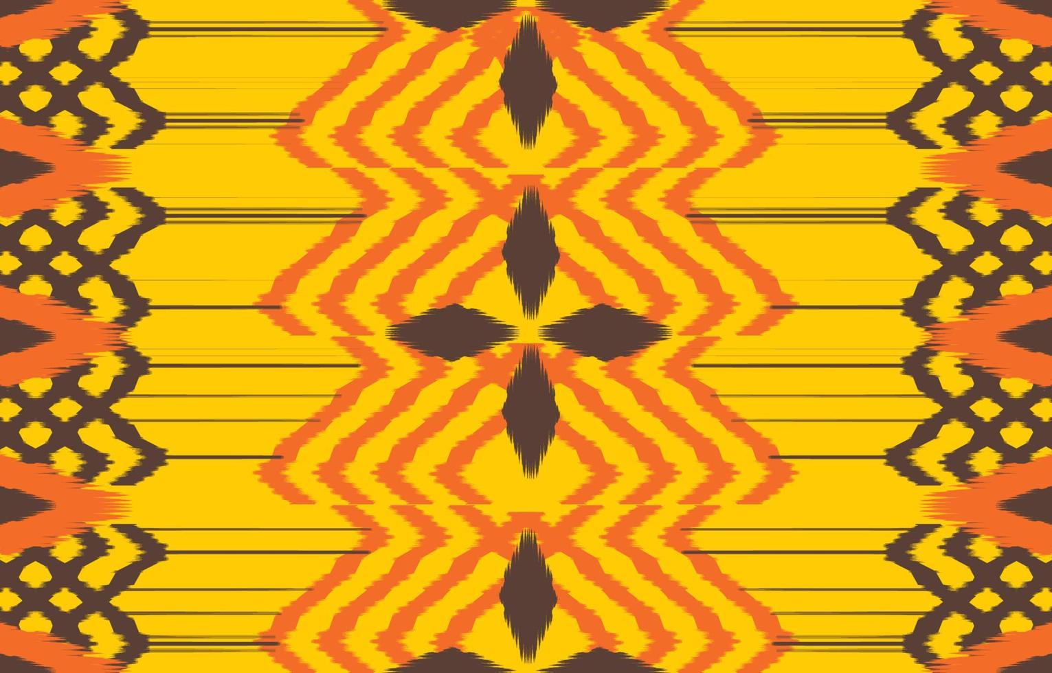 Ikat ethnic design background. Seamless ikat yellow pattern in tribal, folk embroidery abstract art. Aztec geometric art ornament print.Design for carpet, wallpaper, clothing, wrapping, fabric, cover vector