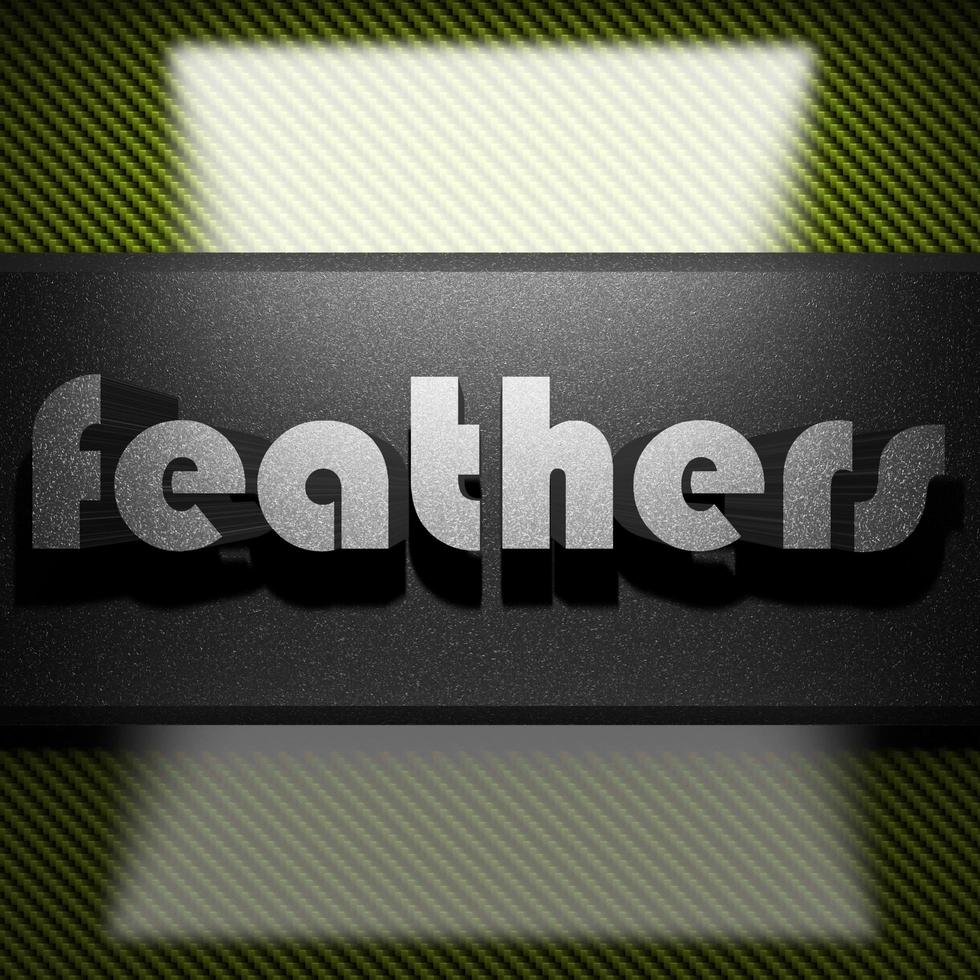 feathers word of iron on carbon photo
