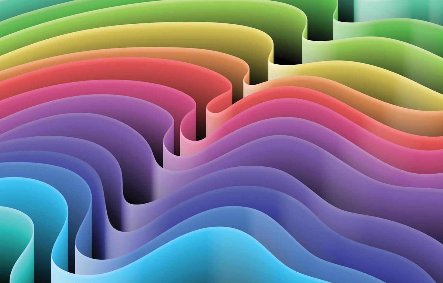 Abstract Rainbow Waves Background vector