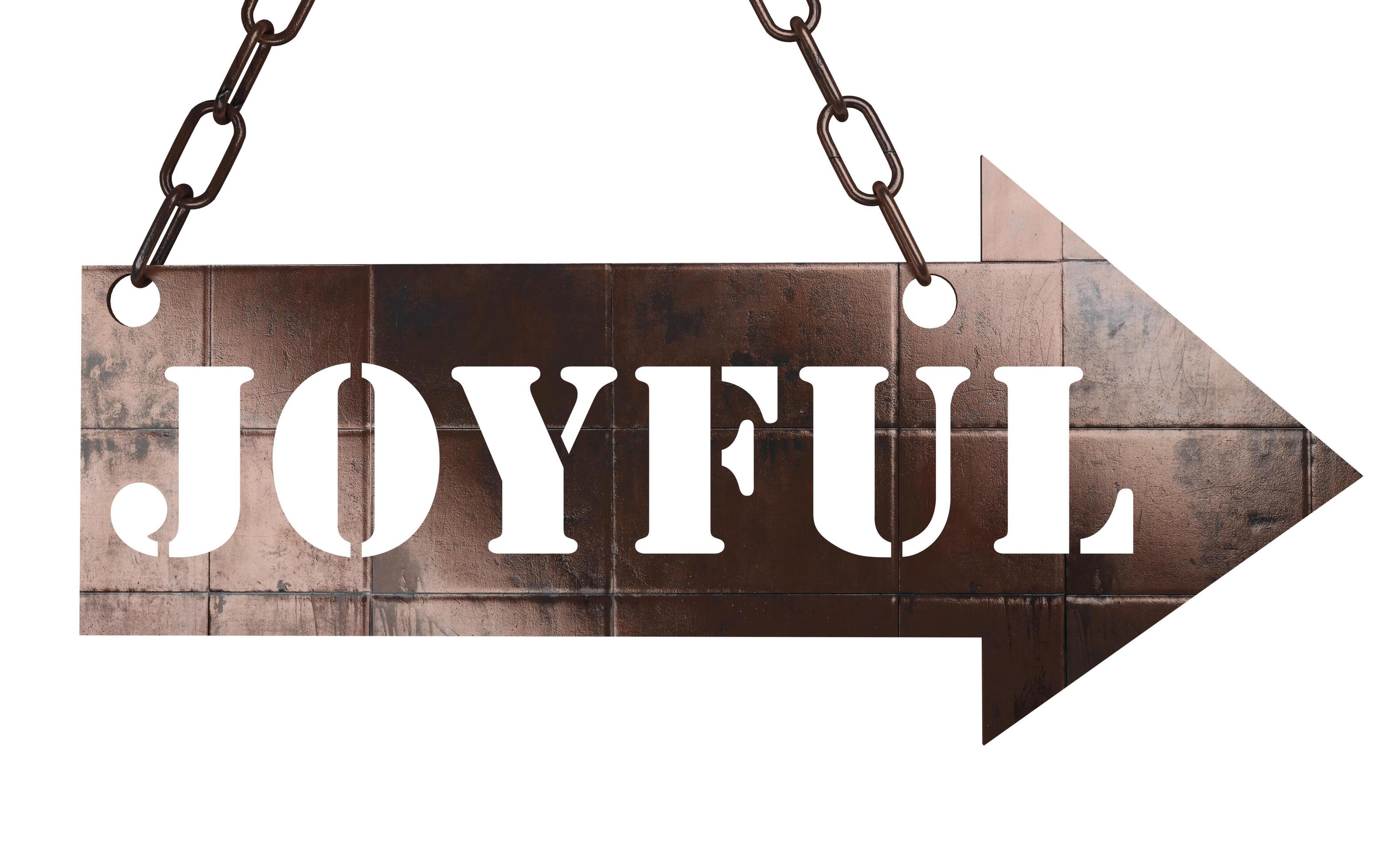 joyful word on metal pointer 6154929 Stock Photo at Vecteezy
