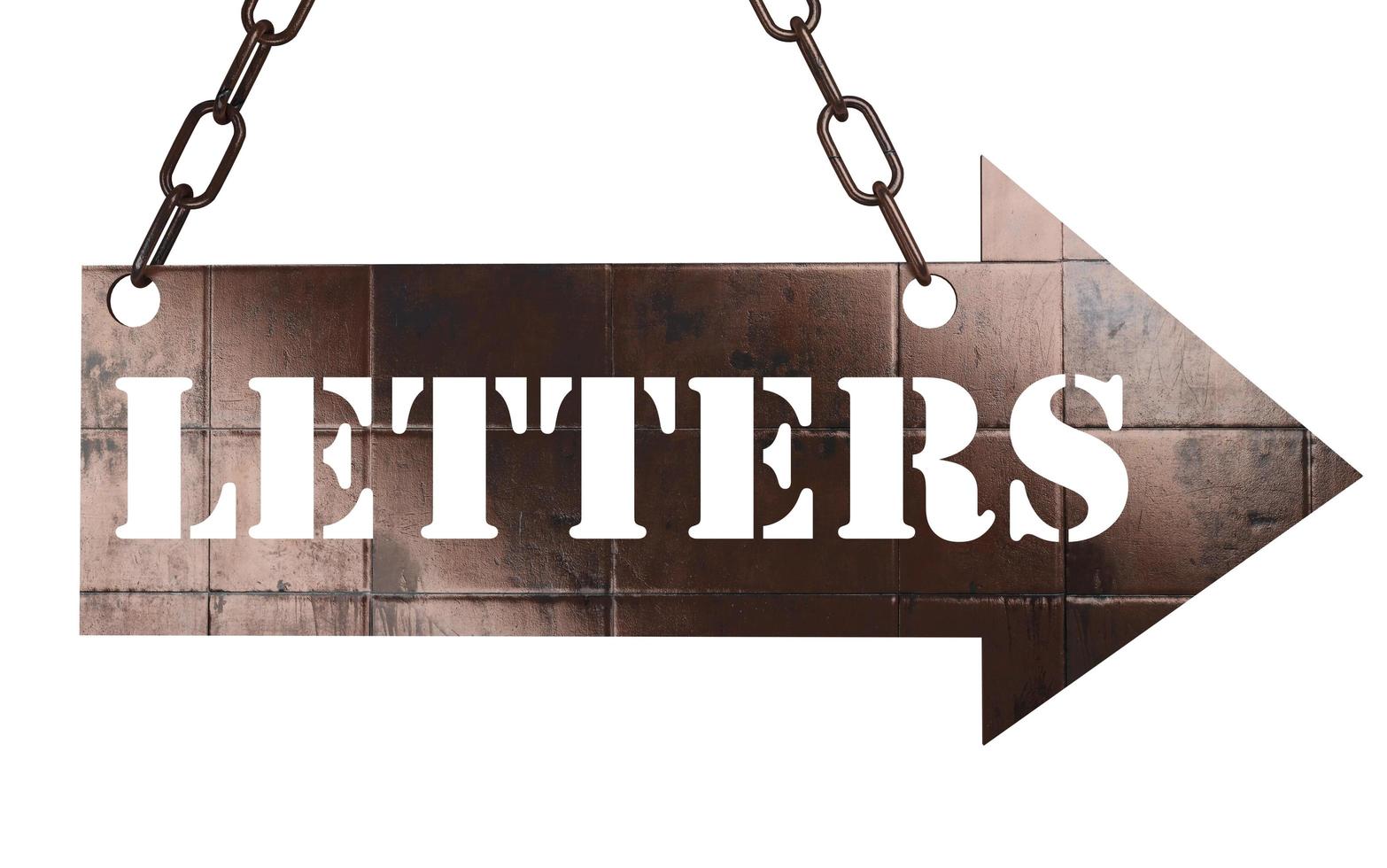 letters word on metal pointer photo