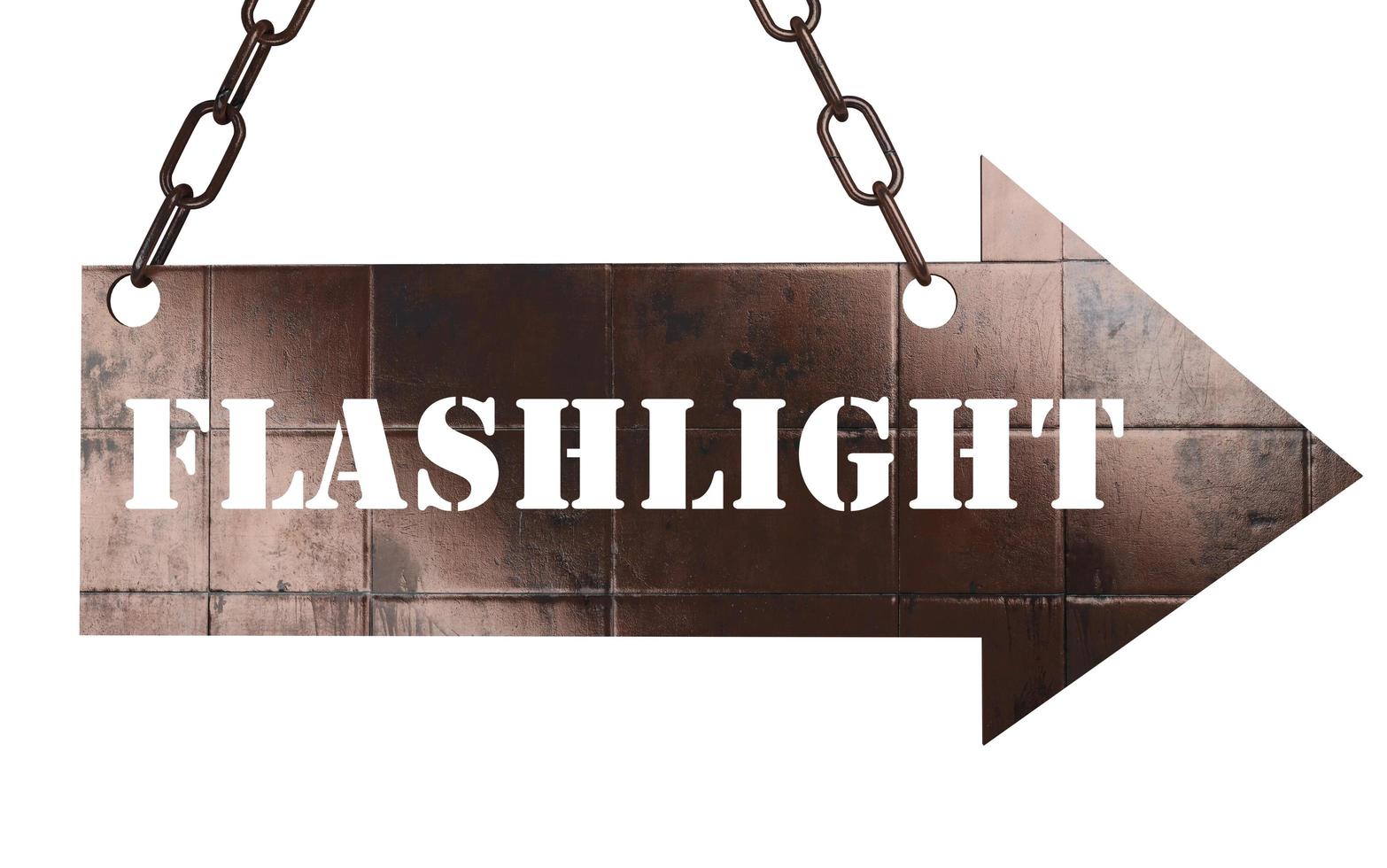 flashlight word on metal pointer photo