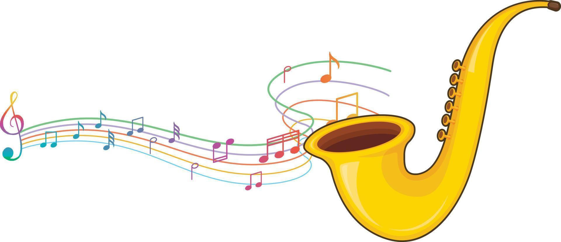 A saxophone with musical notes on white background vector