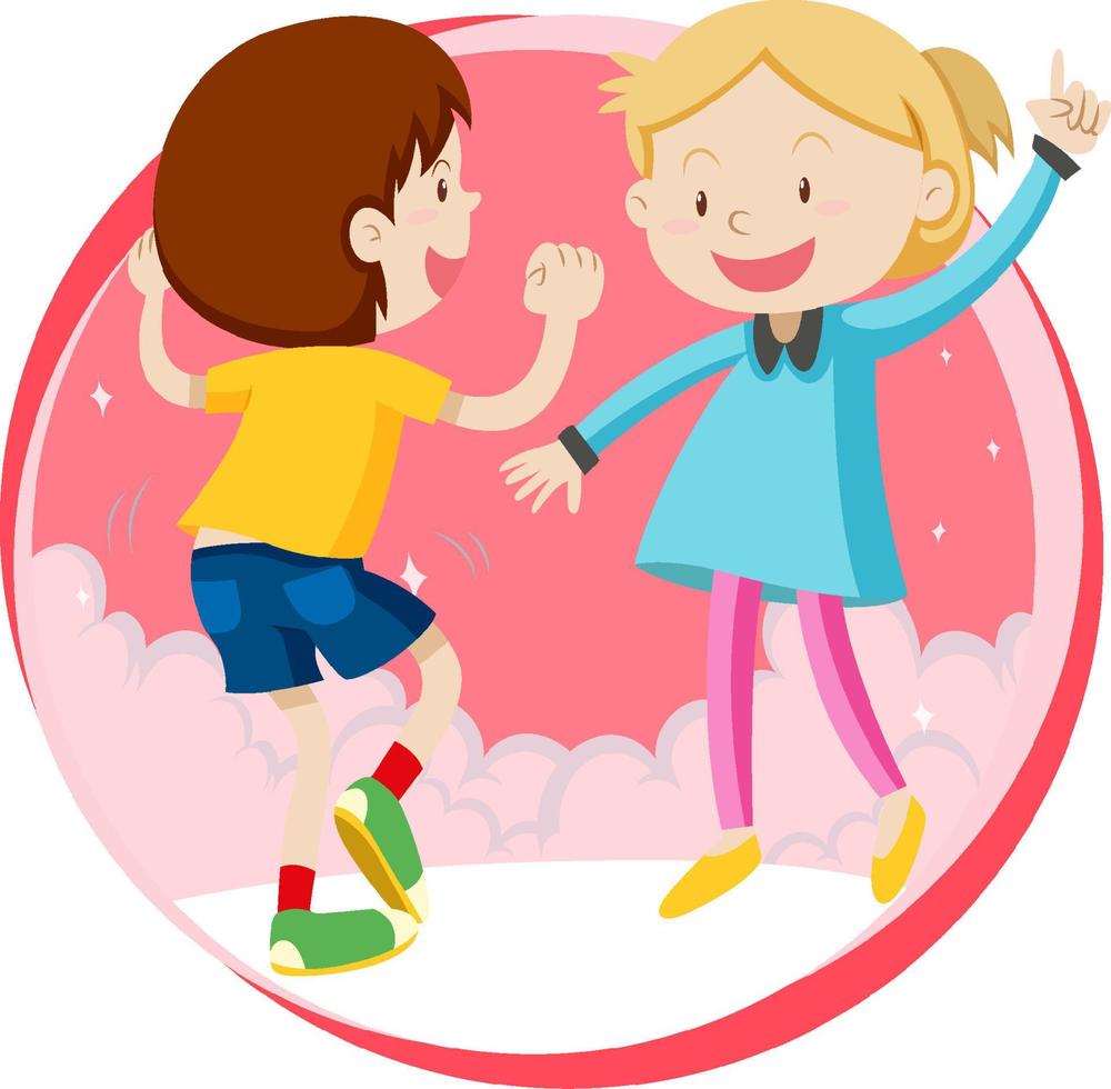 Little boy and girl dancing on white background vector