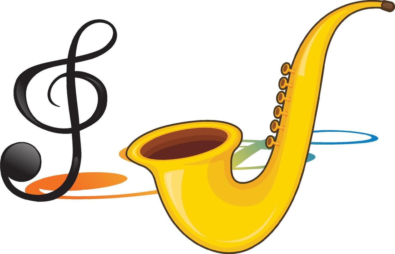 A saxophone with musical notes on white background vector