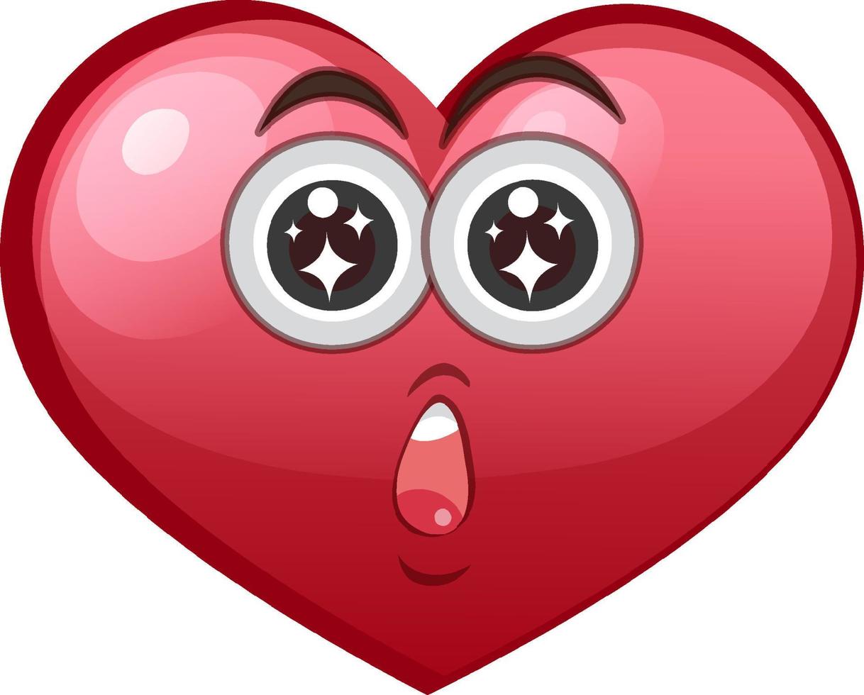 Heart face with open mouth and big eyes vector