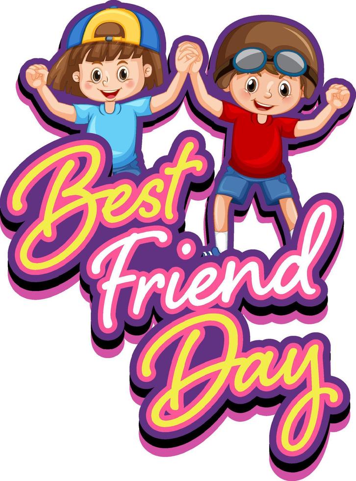 Best friend day with two kids cartoon characters vector