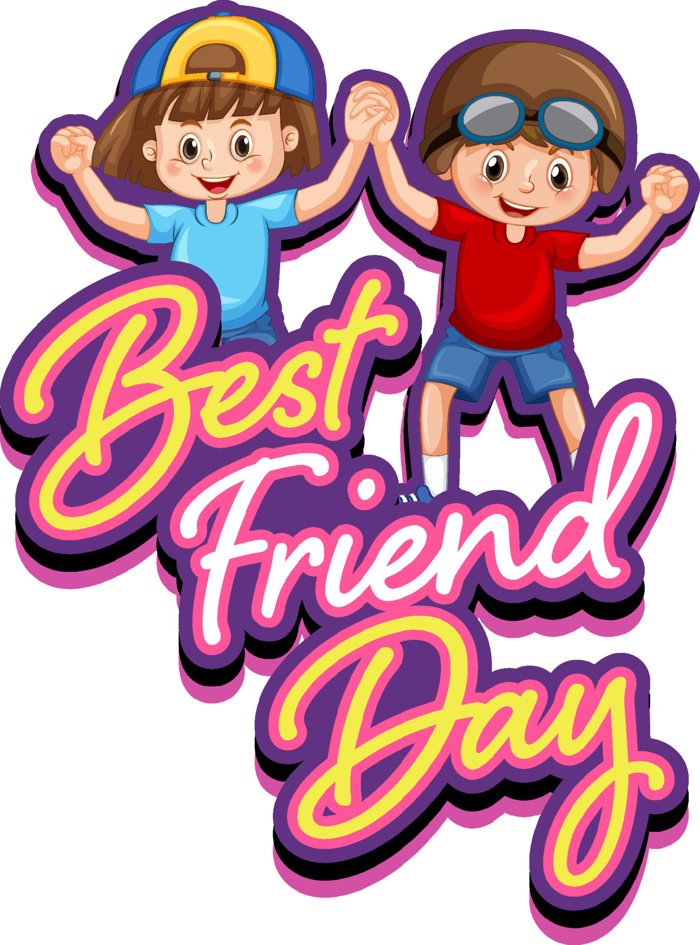 Best friend day with two kids cartoon characters 6155157 Vector Art at Vecteezy Best friend day with two kids cartoon characters 6155157 Vector Art at Vecteezy