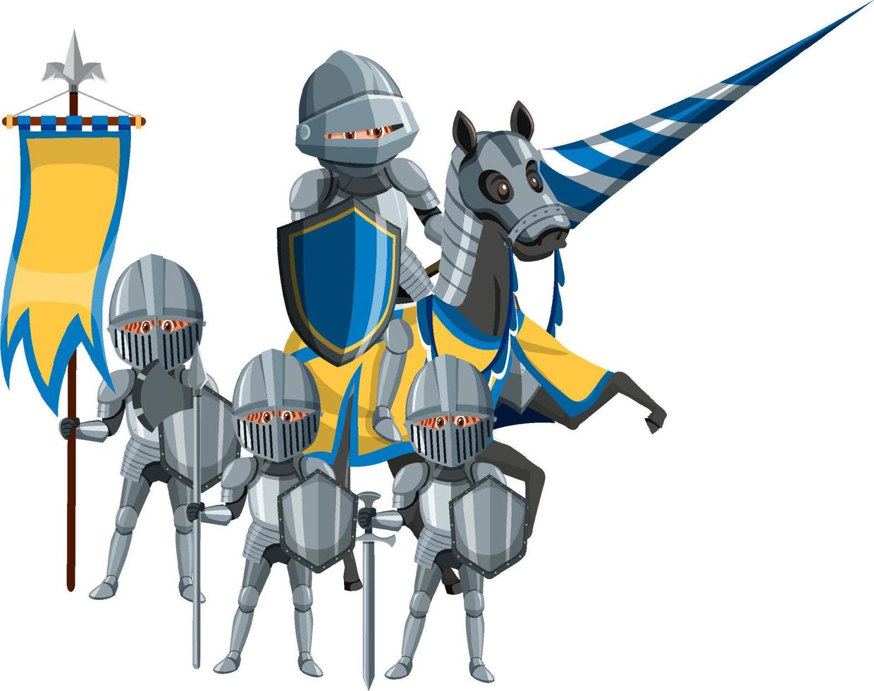 Medieval knight on horseback on white background vector