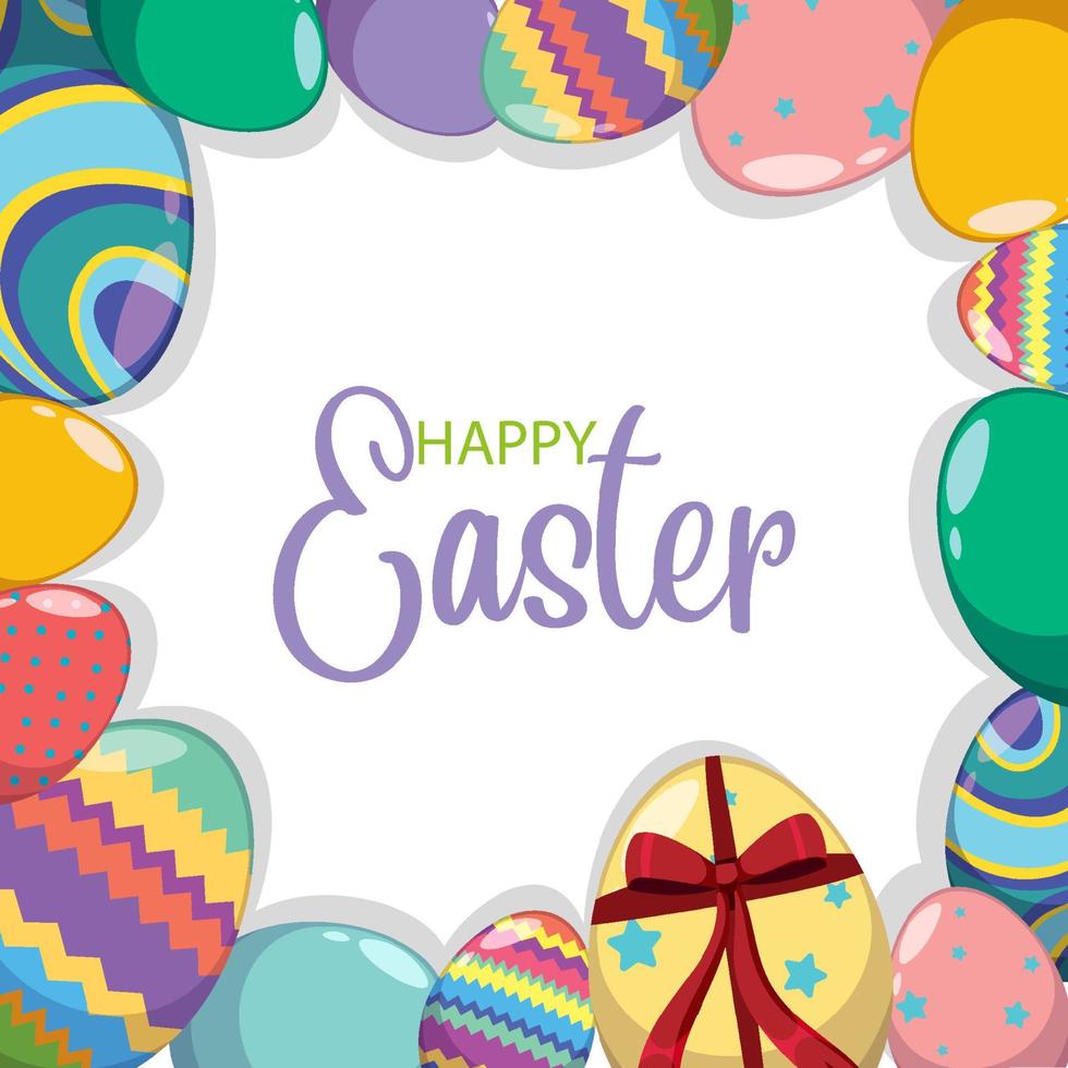 Happy Easter design with decorated eggs vector