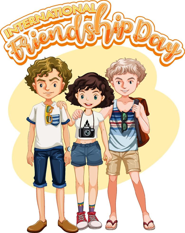 International Friendship Day with three teenagers vector