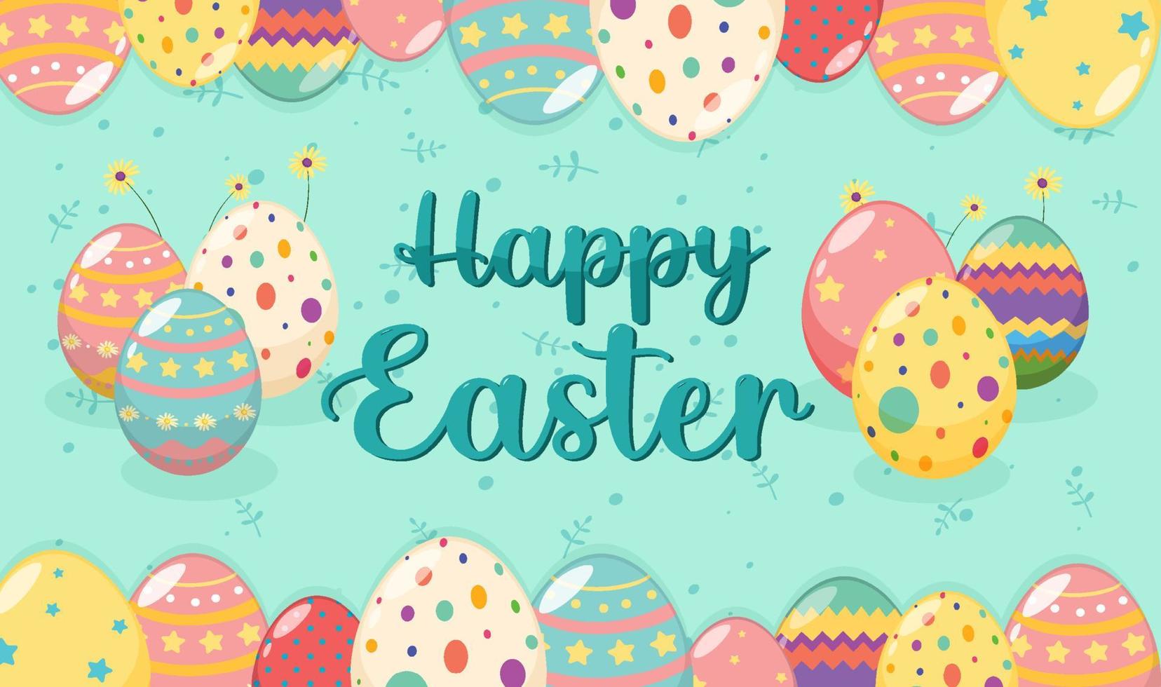 Happy Easter design with decorated eggs vector
