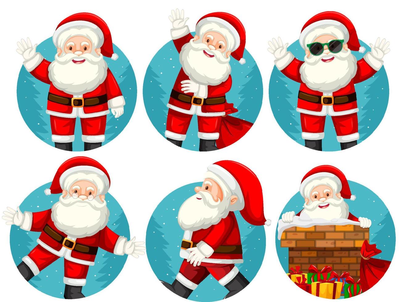 Set of Christmas theme with Santa vector