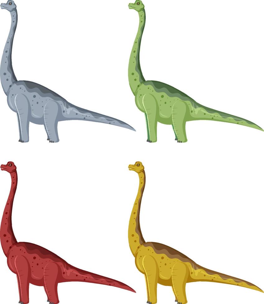 un conjunto de dinosaurios brachiosaurus sobre fondo blanco vector