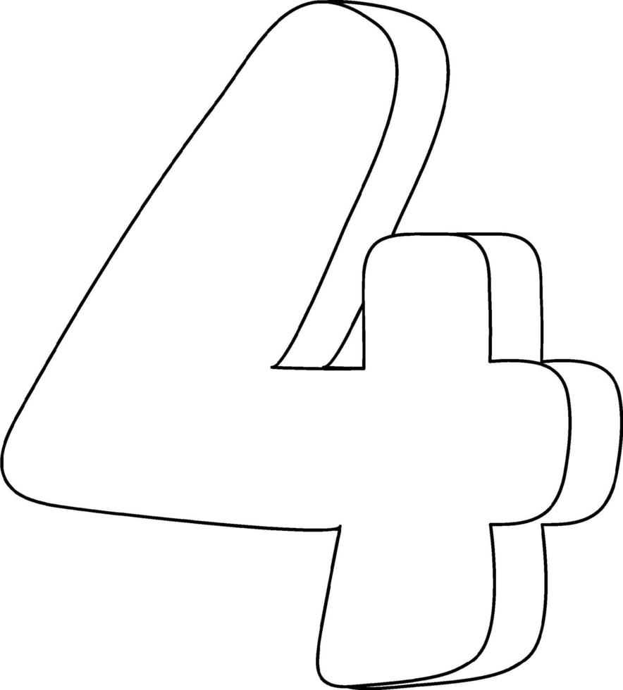 Number four doodle outline for colouring vector