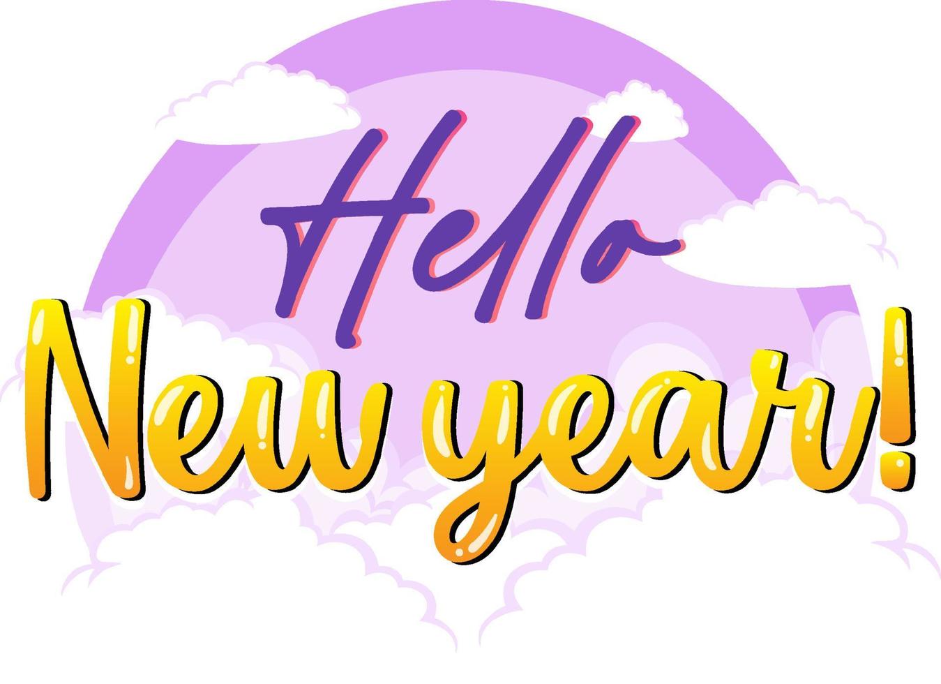 Hello new year font design vector