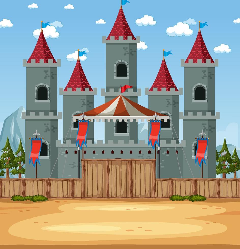 escena medieval con palacio vector