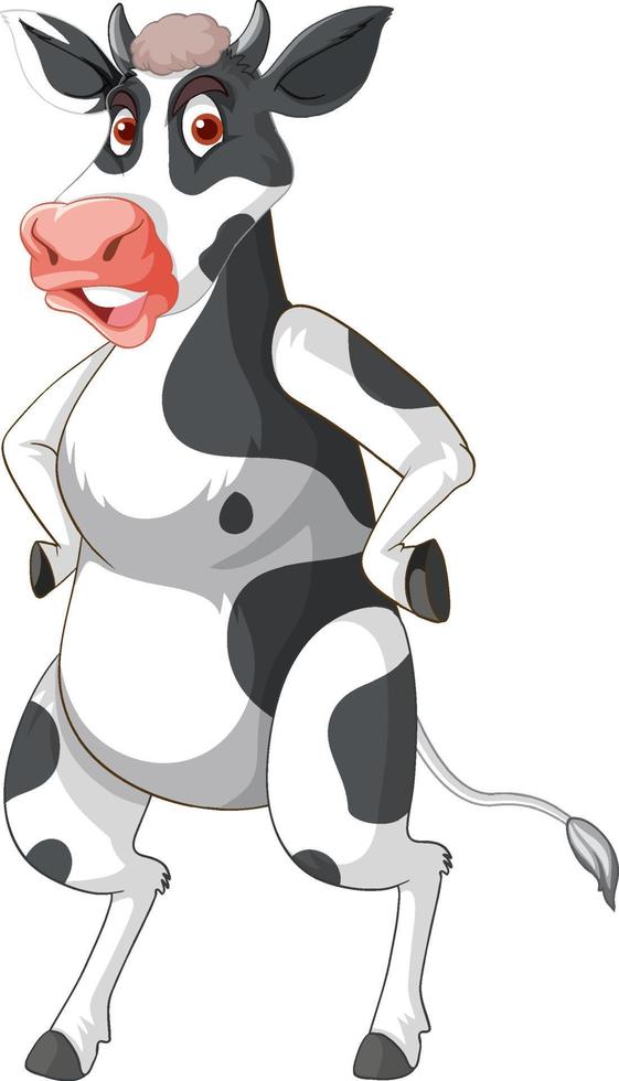 personaje de dibujos animados de vaca de pie sobre dos piernas vector