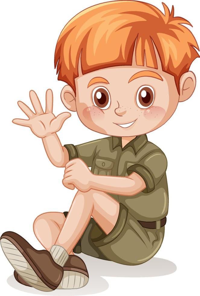 Little boy in scout uniform vector