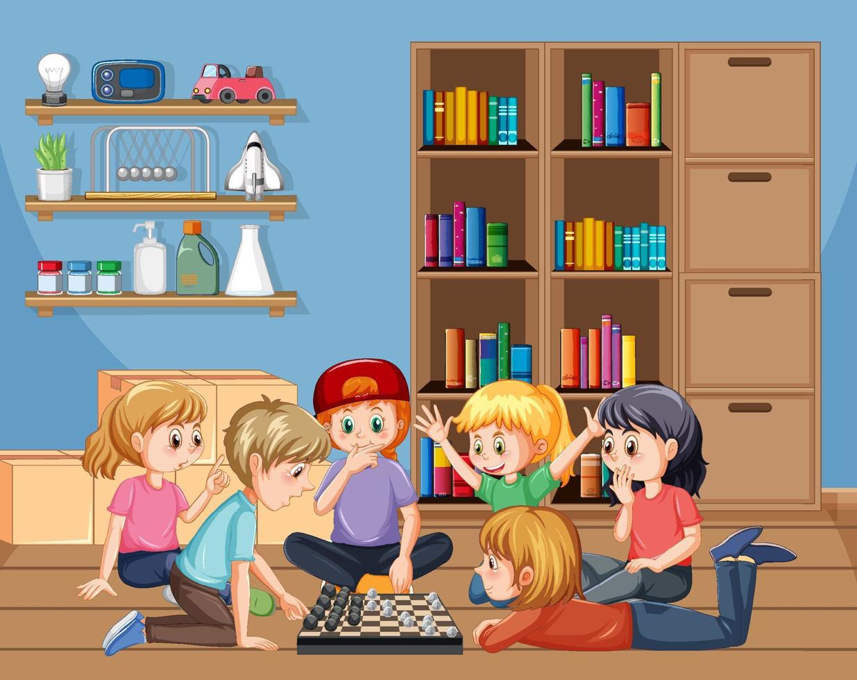 Children playing games in the room vector