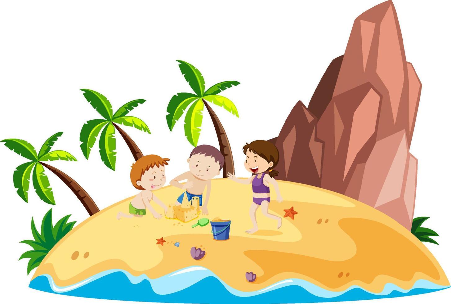 Scene with people on the beach vector