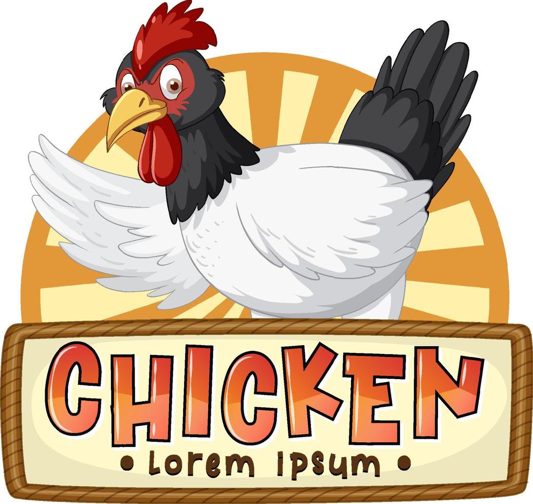 logotipo de personaje de dibujos animados de pollo de granja vector