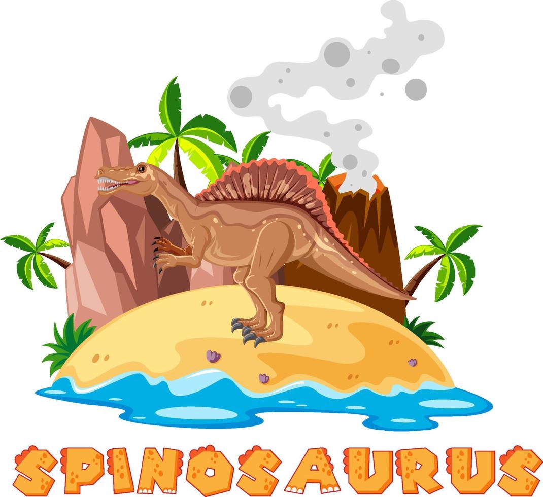 Spinosaurus standing on the island vector