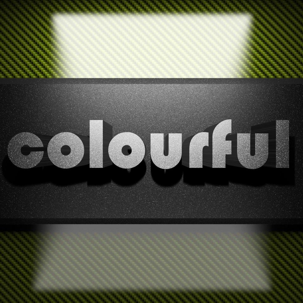 colourful word of iron on carbon photo