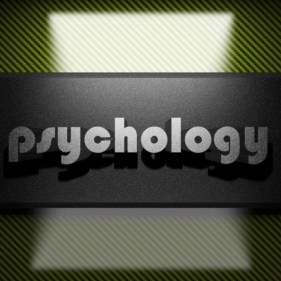 psychology word of iron on carbon photo