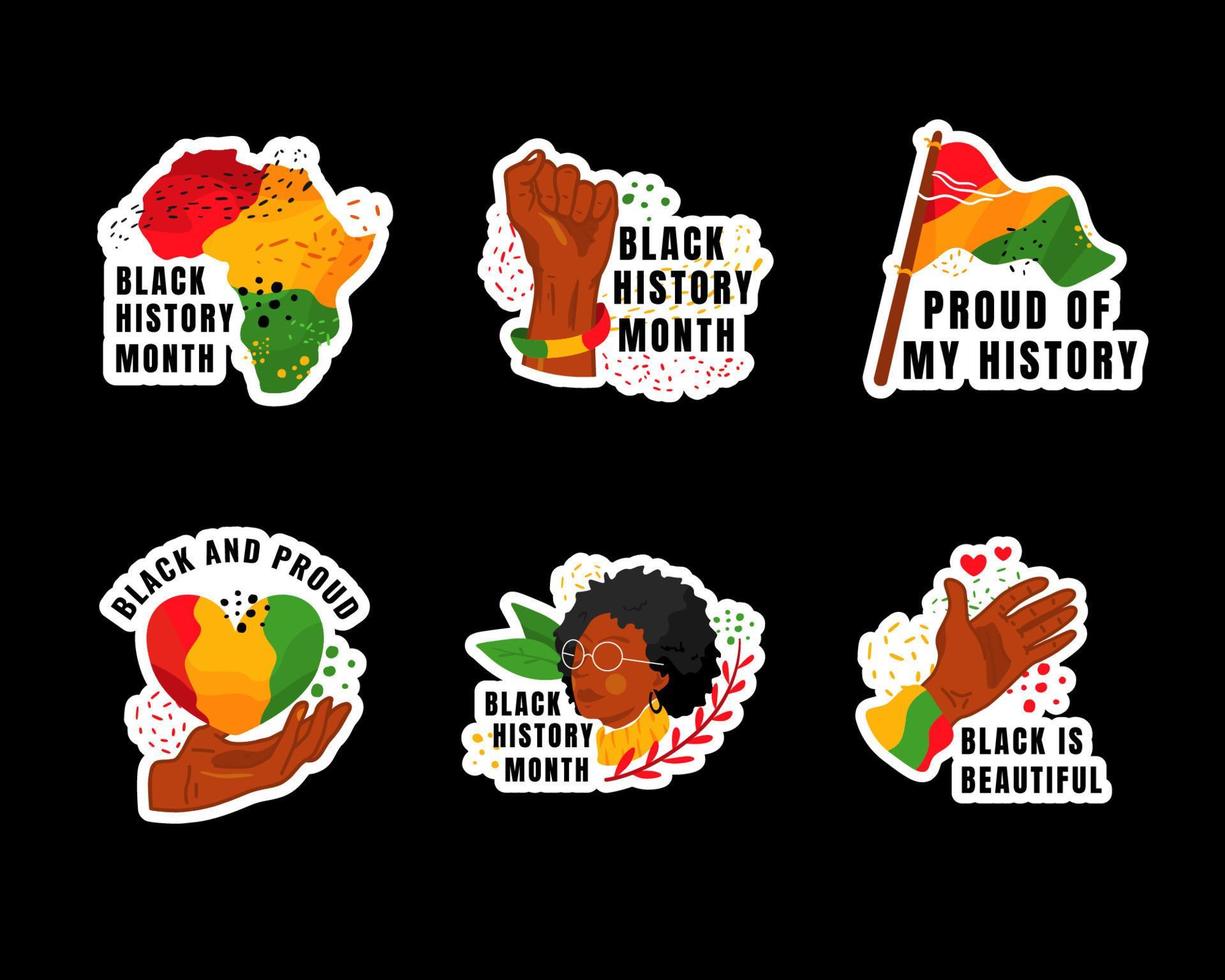Black History Month Stickers Set vector