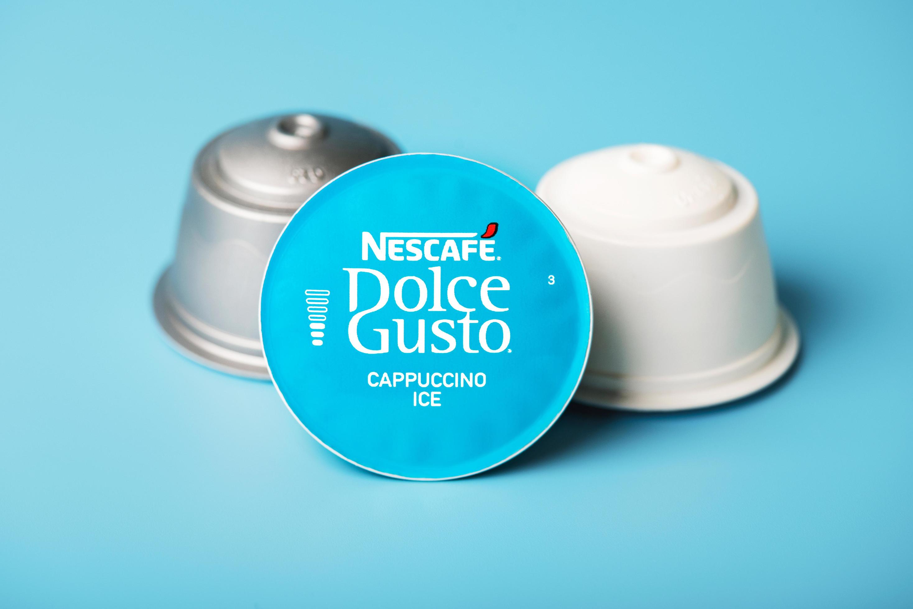 closeup of Nescafe Dolce Gusto capsule,cappuccino ice.Selective focus  6156180 Stock Photo at Vecteezy