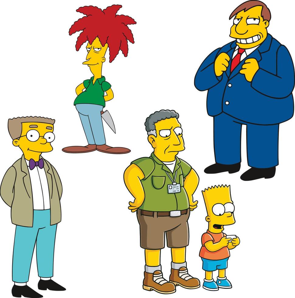 simpsons springfield dibujos animados coleccionables pegatina vector