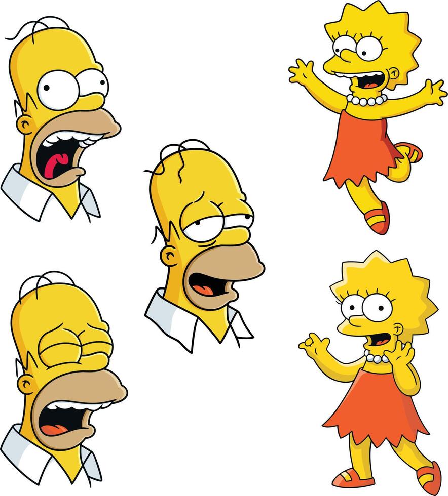 simpsons springfield cartoon collectibles sticker vector