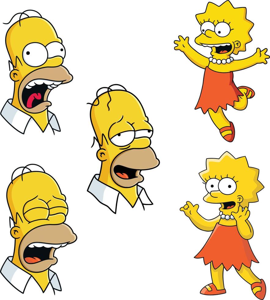 simpsons springfield dibujos animados coleccionables pegatina vector