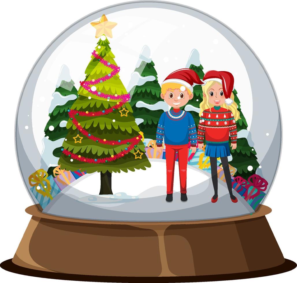 Couple man and woman in snowglobe vector