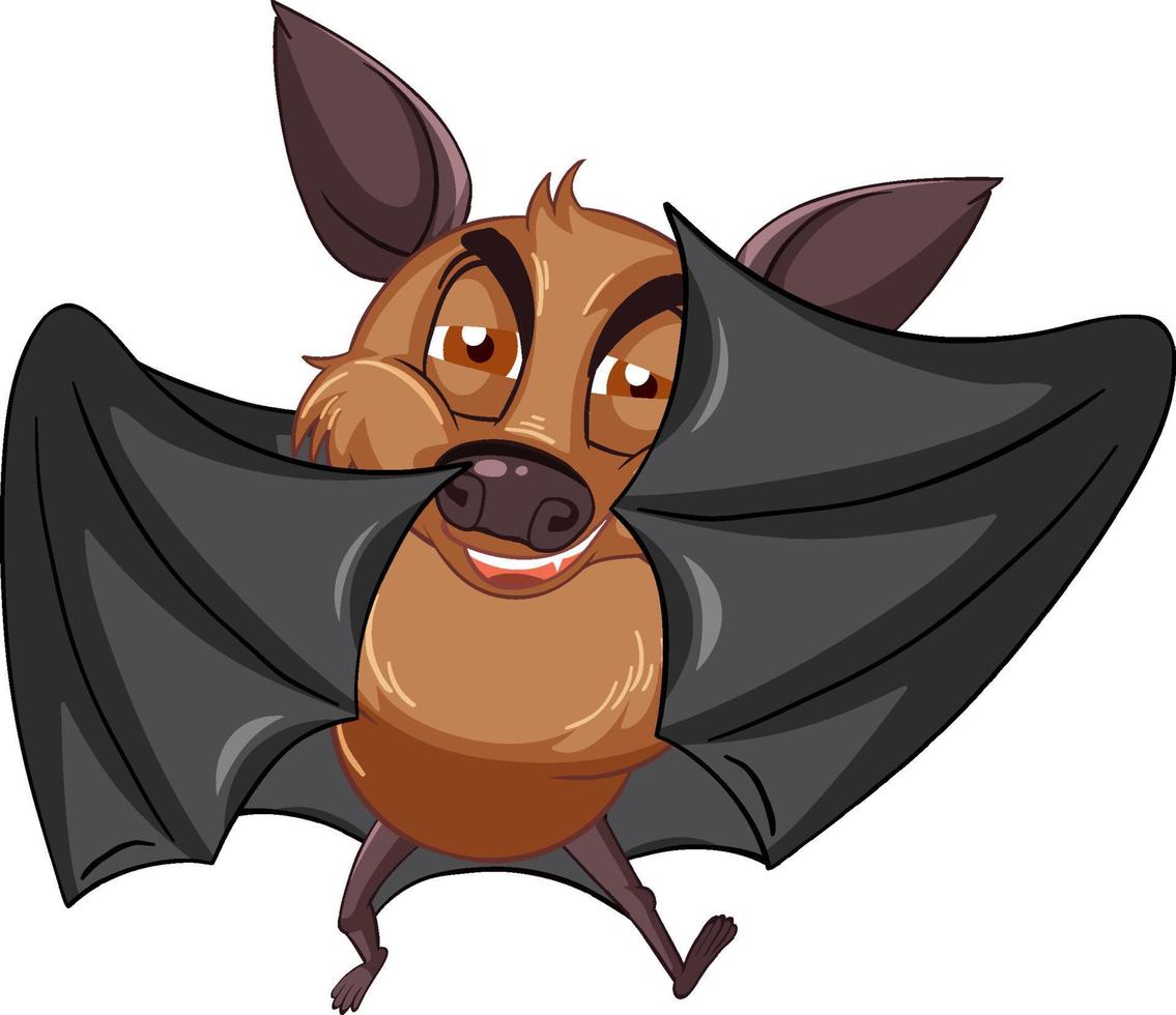 Bat cartoon character on white background vector