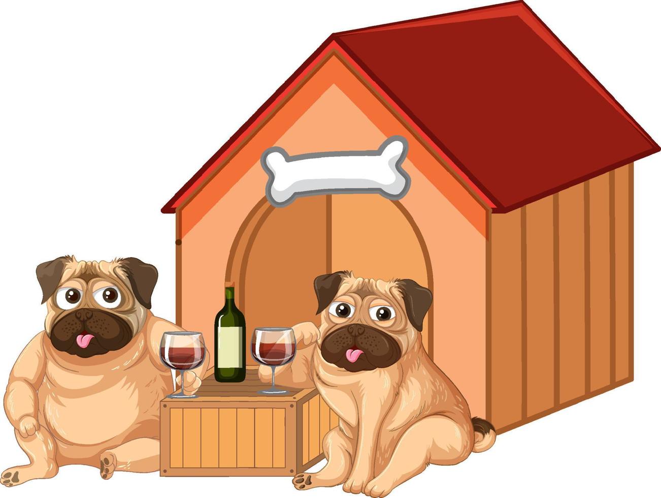A puppy outside the doghouse vector