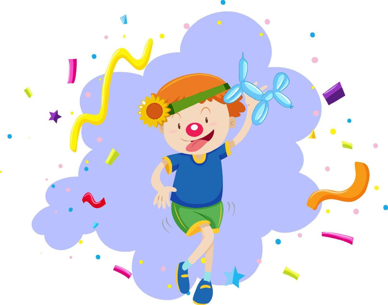 Funny boy with red nose dancing vector