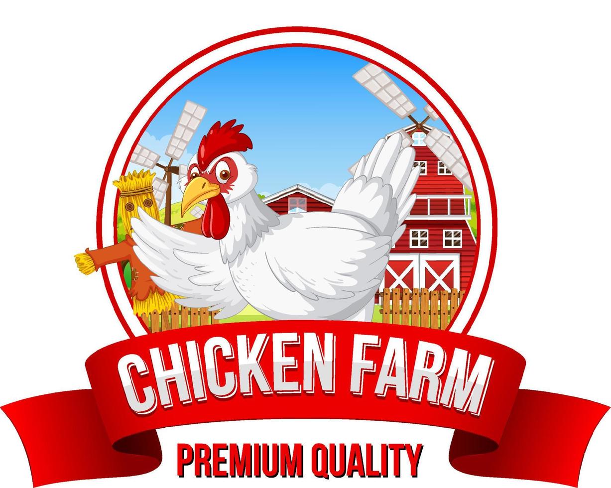 Chicken farm cartoon character logo vector